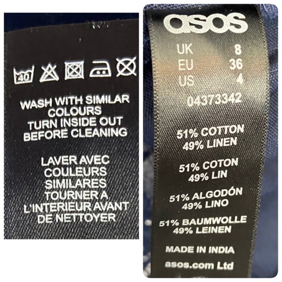 ASOS Navy Eyelet Off Shoulder Cotton/Linen Dress - Picture 5 of 7